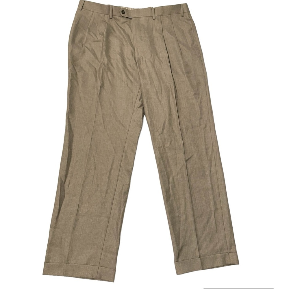 RALPH LAUREN TOTAL COMFORT MEN’S PANTS 38Wx 30L CAMEL BEIGE PLEAT FRONT